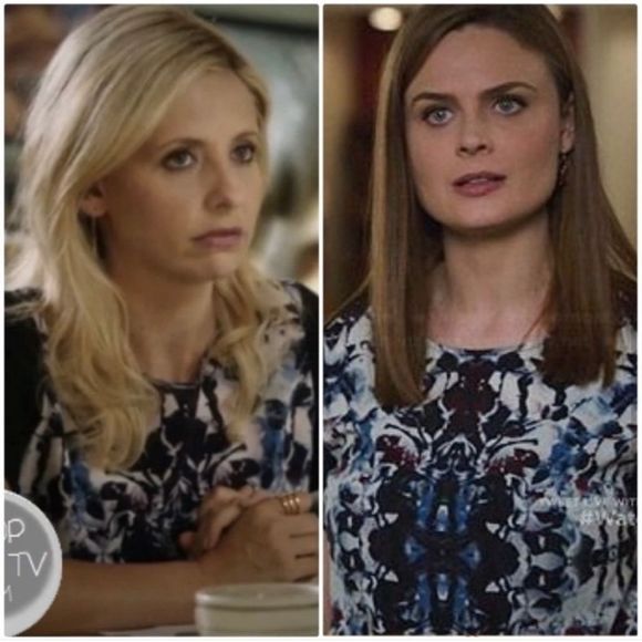 Rebecca Taylor Blue black Abstract Printed Short Sleeve Silk Blouse Sz 4 MP $200 - Picture 3 of 12